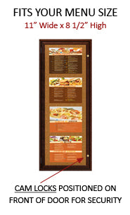 Indoor Enclosed Wood Menu Cases for 8 1/2" x 11" Menu Sizes