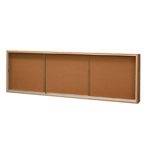 Indoor Sliding Glass Enclosed Bulletin Boards with Classic Wood Framed Display Case in 20+ Sizes