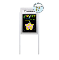 Outdoor Dry Erase Marker Board Swing Cases with Header, Lights and Leg Posts (Black Board)