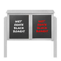 50" x 40" Outdoor Message Center - Double Door Magnetic Black Dry Erase Board with Header and Posts