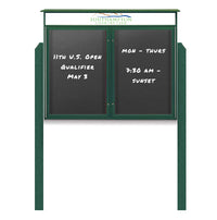 42" x 32" Outdoor Message Center - Double Door Magnetic Black Dry Erase Board with Header and Posts