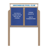 Two Door Freestanding 48x48 Weatherproof Enclosed Outdoor Message Center Letter Boards with Header