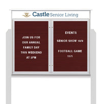 Two Door Freestanding 50x40 Weatherproof Enclosed Outdoor Message Center Letter Boards with Header