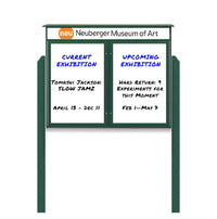 42" x 32" Standing Outdoor Message Center - Double Door Magnetic White Dry Erase Board with Header