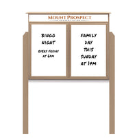 52" x 40" Standing Outdoor Message Center - Double Door Magnetic White Dry Erase Board with Header