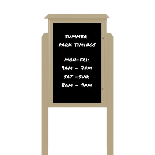 38" x 54" Outdoor Message Center - Magnetic White Dry Erase Board with Posts