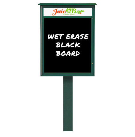 11" x 17" Standing Outdoor Message Center - Magnetic Black Dry Erase Board