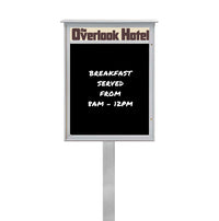 12" x 18" Standing Outdoor Message Center - Magnetic Black Dry Erase Board