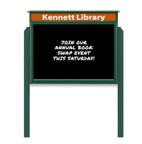 24" x 32" Outdoor Message Center - Magnetic Black Dry Erase Board with Header and Posts