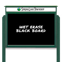 27" x 39" Outdoor Message Center - Magnetic Black Dry Erase Board with Header and Posts