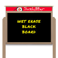 27" x 40" Outdoor Message Center - Magnetic Black Dry Erase Board with Header and Posts