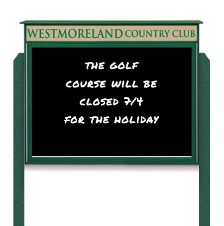 30" x 40" Outdoor Message Center - Magnetic Black Dry Erase Board with Header and Posts