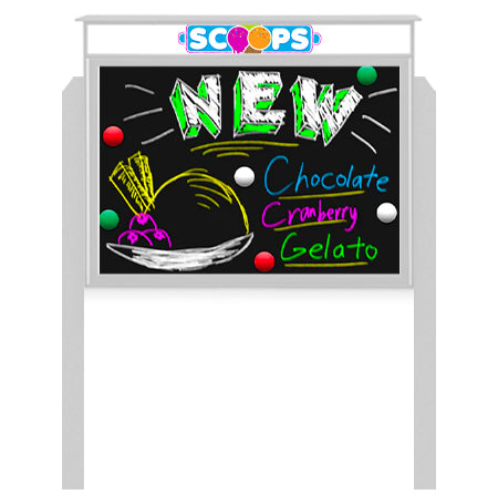 30" x 30" Outdoor Message Center - Magnetic Black Dry Erase Board with Header and Posts