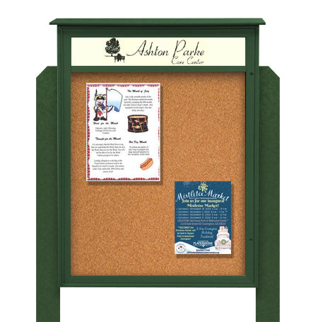 32x48 Standing Outdoor Message Center Information Board with Header | Maintenance Free (Image Not to Scale)