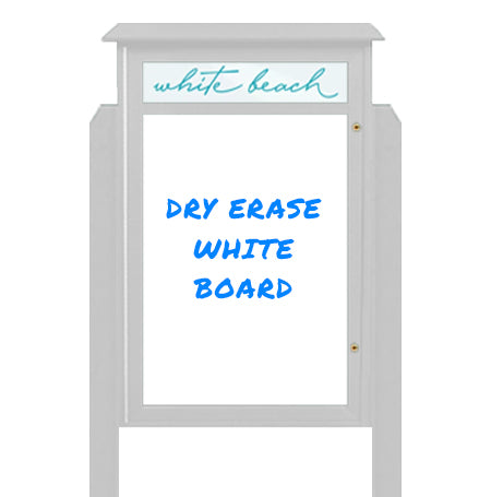 32" x 48" Freestanding Outdoor Message Center - Magnetic White Dry Erase Board with Header