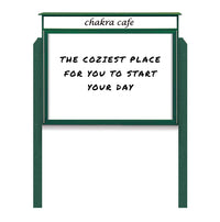 24" x 32" Outdoor Message Center - Magnetic White Dry Erase Board with Header and Posts