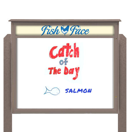 24" x 30" Outdoor Message Center - Magnetic White Dry Erase Board with Header and Posts