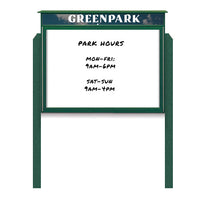 24" x 30" Outdoor Message Center - Magnetic White Dry Erase Board with Header and Posts