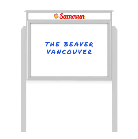 36" x 48" Outdoor Message Center - Magnetic White Dry Erase Board with Header and Posts