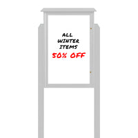 24" x 60" Outdoor Message Center - Magnetic White Dry Erase Board with Posts