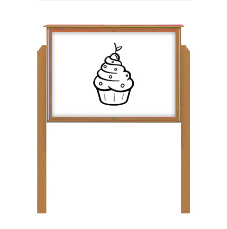 24" x 24" Outdoor Message Center - Magnetic White Dry Erase Board with Posts