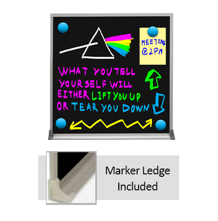 16x16 Magnetic Black Dry Erase Marker Board with Aluminum Frame