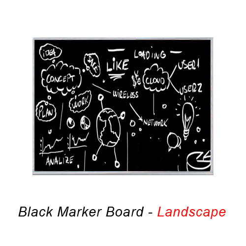 MAGNETIC 11x17 BLACK PORCELAIN DRY ERASE BOARD (SHOWN IN LANDSCAPE ORIENTATION)