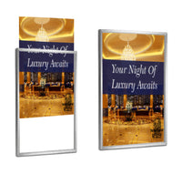 30x40 Upscale Hospitality Sign Holder Wall Poster Display in Brass, Satin Sliver and Black Frame Finishes
