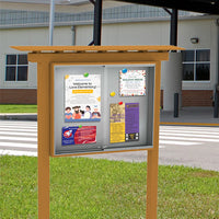 Outdoor Classroom Cabinet Magnetic White Dry Erase Board - 52" x 40" | Sliding Doors with Posts