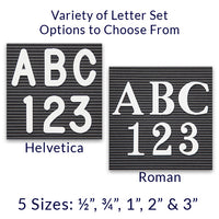 WHITE HELVETICA & ROMAN LETTERS COME IN 1/2", 3/4", 1", 2", 3" LETTER HEIGHT SIZES