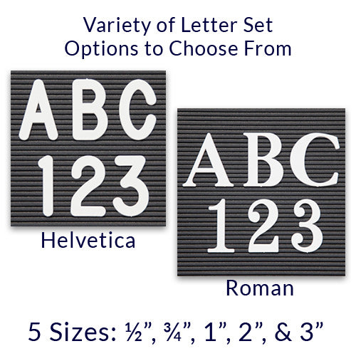 WHITE HELVETICA  & ROMAN LETTERS COME IN 1/2", 3/4", 1", 2", 3" Letter Height Sizes