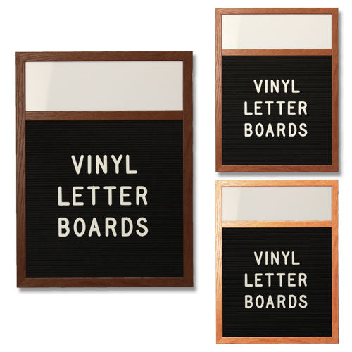 12x18 OPEN FACE LETTER BOARD WITH HEADER: 6 VINYL COLORS, 3 WOOD FINISHES