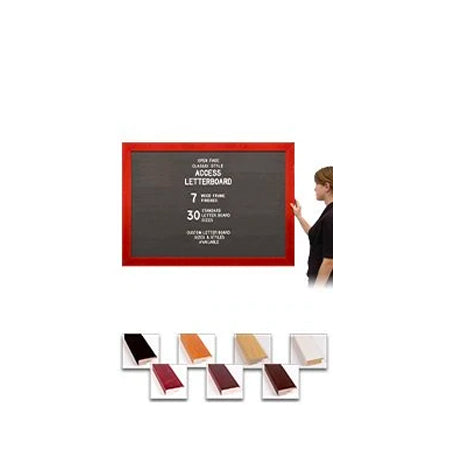 Access Letterboard™ | 32x42 Open Face Framed Vinyl Black Letter Board with Classic Style Wide Wood Frame