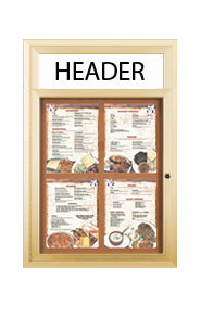 Outdoor Enclosed Menu Cases with Header for 8 1/2" x 11" Portrait Menu Sizes