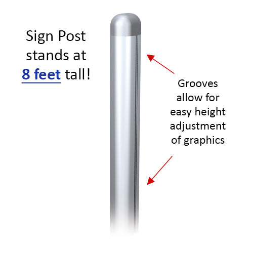 Graphic Clip POSTO-STAND is 8 Feet tall and is adjustable 