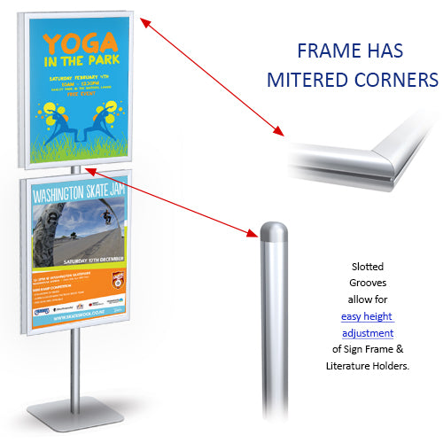 POSTO-STAND 8 Foot Floor Stand has slotted grooves to make easy height adjustments of the 22x28 Snap Frame