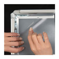 All 4 Frame Rails SNAP-OPEN for Easy Poster Placement. Includes 2 NON-GLARE Poster Protectors 