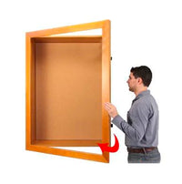 3" Deep LED Lighted Large Shadow Box Display Cases with Cork Board | Wide Wood SwingFrame | 25+ Sizes