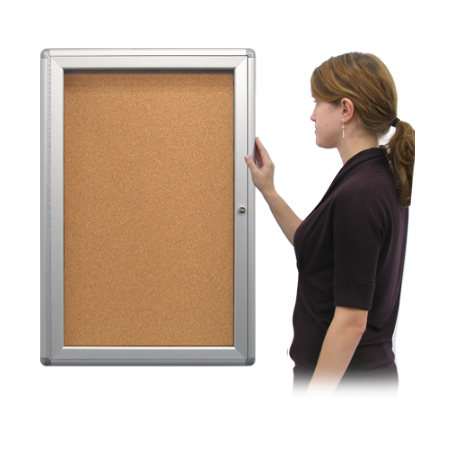 27 x 40 Indoor Enclosed Bulletin Board with Rounded Corners (Single Door)