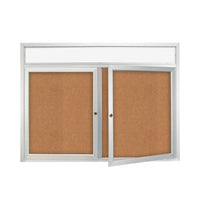 Enclosed Indoor Bulletin Boards 84 x 24 with Header & Lights (Radius Edge) (2 DOORS)