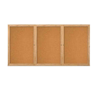 96 x 24  WOOD Indoor Enclosed Bulletin Cork Boards (3 DOORS)