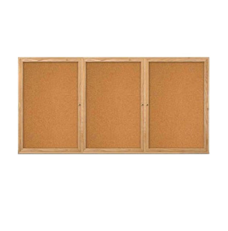 72 x 24  WOOD Indoor Enclosed Bulletin Cork Boards (3 DOORS)