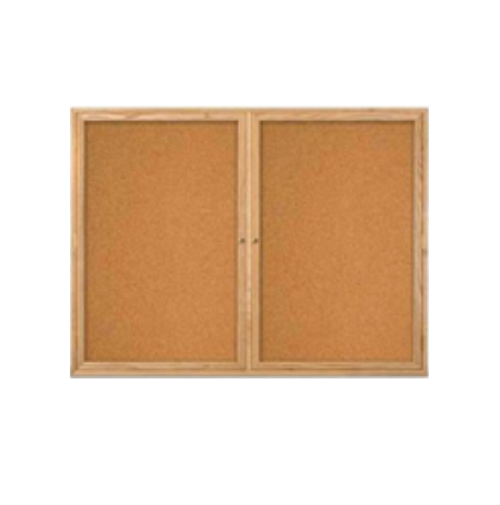 60 x 60  WOOD Indoor Enclosed Bulletin Cork Boards (2 DOORS)