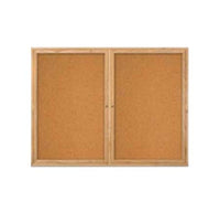 84 x 30  WOOD Indoor Enclosed Bulletin Cork Boards (2 DOORS)