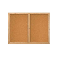 60 x 36  WOOD Indoor Enclosed Bulletin Cork Boards (2 DOORS)