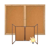 60 x 30 WOOD Indoor Enclosed Bulletin Cork Boards with Interior Lighting (2 DOORS)