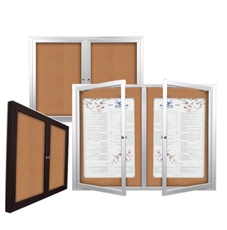 60 x 60 Enclosed Outdoor Bulletin Boards with Lights (2 DOORS)