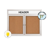 Enclosed Outdoor Bulletin Boards 48 x 48 with Header & Lights (Radius Edge) (2 DOORS)