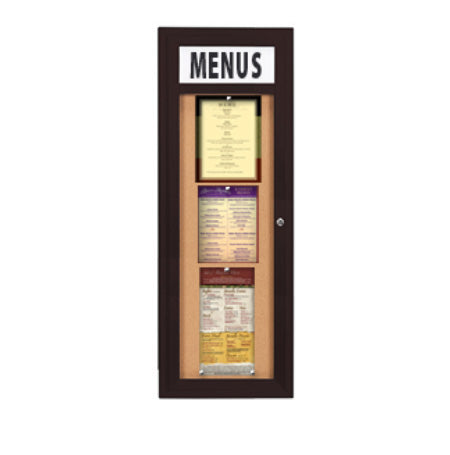 Indoor Enclosed Menu Cases with Header & Lights | Single Hinged Door