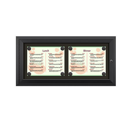 Outdoor Enclosed Magnetic Restaurant Menu Display Case | 14" x 11" Landscape | Holds Two Landscape Menus ACROSS